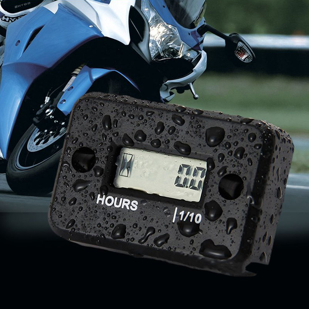 Farfi Digital LCD Waterproof Hour Meter Counter for Motorcycle Boat Quad Bike ATV